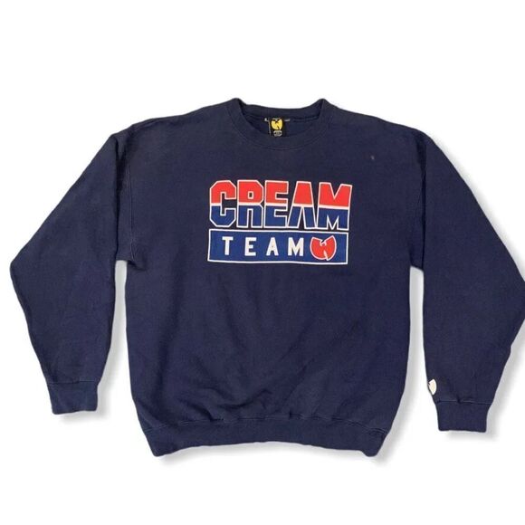 Vintage 90s WuTang Clan "Cream Team" Men's Navy Blue Crewneck Sweatshir - Picture 4 of 5
